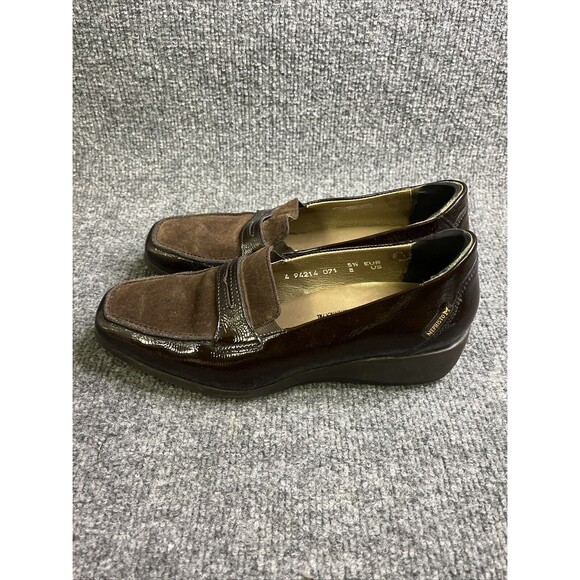 Mephisto Woman’s Brown Suede Patent Leather Wedge Loafer Air-Jet Size 8 - Picture 1 of 14